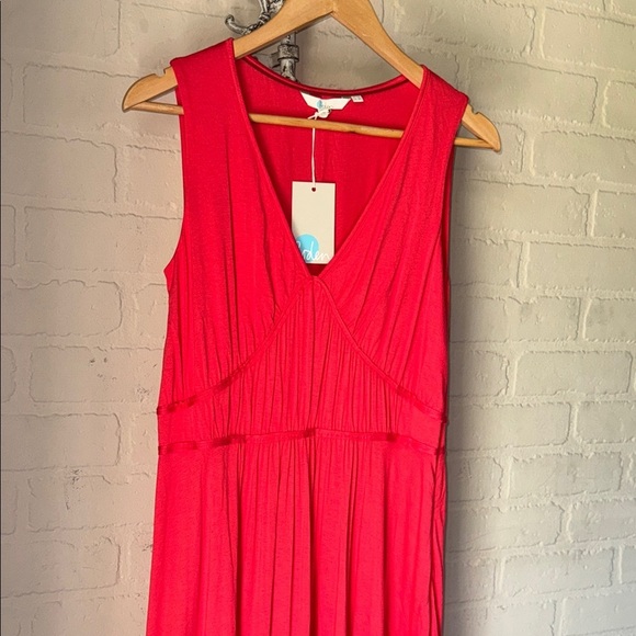 Boden dress coral red Elina jersey 8 regular NEW Sleeveless soft stretch - Picture 3 of 7